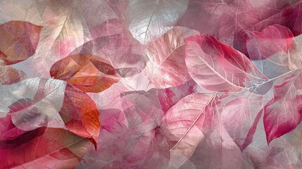 Artistic overlay of autumn leaves with a watercolor texture.
