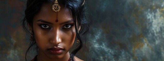 East Indian Female Fearful Attractive Setting With Copy Space Generative AI