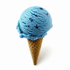 Blue Moon Ice Cream isolated on white, ice cream cone