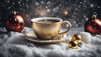 Obraz na płótnie Canvas cup of hot chocolate and christmas cookies