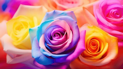 blue color roses background illustration green purple, peach coral, magenta maroon blue color roses background