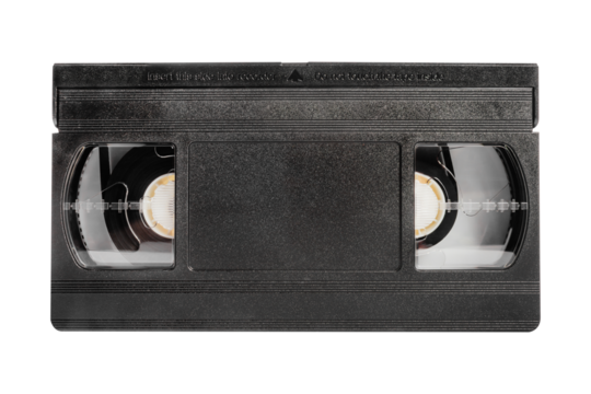 Isolated photo of video tape cassette on white background.