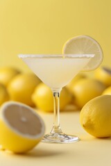 Lemon cocktail, vertical. Generative AI