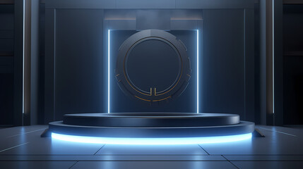 Podium, booth, stage, product background for displaying products, 3D rendering