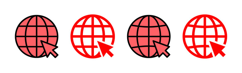 Web icon set illustration. go to web sign and symbol. web click icon. Global search icon