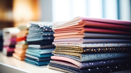 Closeup of a fabric pattern book, displaying a wide variety of prints and textures for a personalized styling consultation.