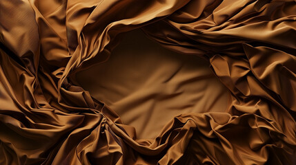 Brown satin or silk wavy abstract background with blank space for advertising.