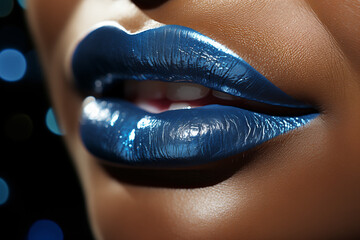 Electric Blue Lips, Bold Blue Lips, Perfect for a Night Out, Commanding Attention with Every Kiss