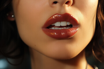 Sensual Carmine Lips, Lips Ablaze in Passionate Carmine, Seeking Kisses for Love-Struck, Passionate Lovers