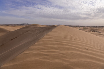Fototapeta na wymiar Tengger desert scenery, Inner Mongolia, China.