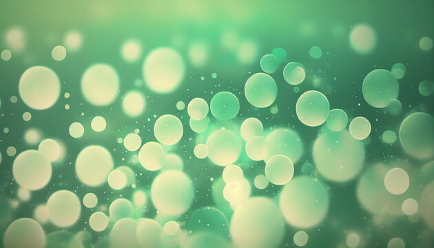 abstract blur and lovely soft light green background with bubbles, beautiful green watercolor background with various bokeh surrounding randomly, soft green texture background , Ai generated image