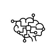 Cyber brain outline icons, minimalist vector illustration ,simple transparent graphic element .Isolated on white background