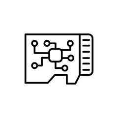 Cyber chip outline icons, minimalist vector illustration ,simple transparent graphic element .Isolated on white background