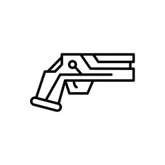 Cyber gun outline icons, minimalist vector illustration ,simple transparent graphic element .Isolated on white background