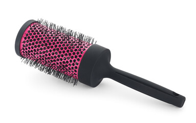 New round hair brush isolated on white