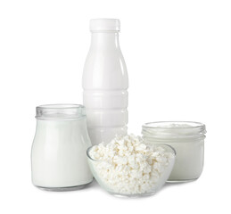 Different lactose free products isolated on white