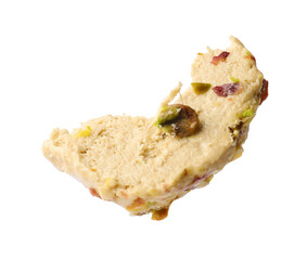 Piece of tasty pistachio halva isolated on white