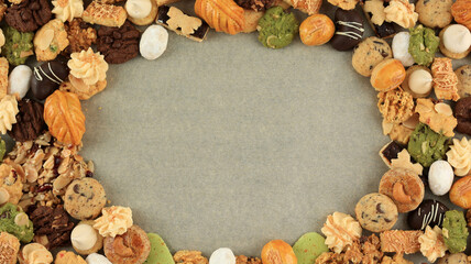 Food Frame made from Cookies Lebaran Eid Al Fitr Kuih,