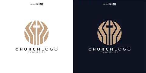 Foto op Canvas church logo design, inspiration church logo, christian logo symbol illustration. © nurvika