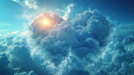 Obraz na płótnie Canvas Captivating Valentine's Day Sky: Heart-shaped Clouds Paint a Romantic Fantasy in Blue Heaven. Generative AI