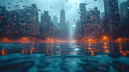 Naklejka premium rain on the city