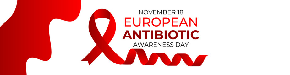 Vector Illustration On The Theme Of European Antibiotic Awareness Day, November 18. European Antibiotic Awareness Day Template For Banner, cover, flyer, website, card, Poster With Background.