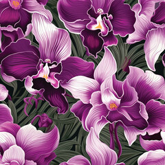 Fototapeta premium Orchid Tranquility Floral Seamless Design