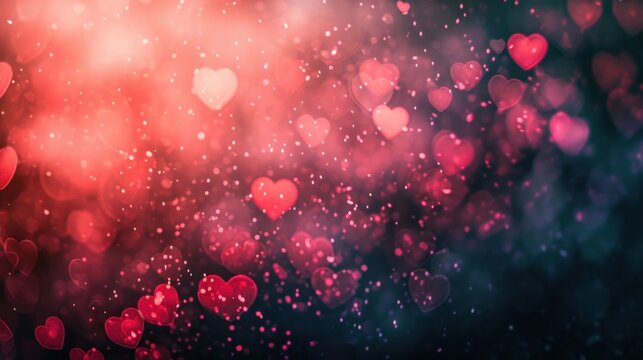 Captivating Valentine's Day Blurred Background with Heartshapes - Abstract Love Art. Generative AI