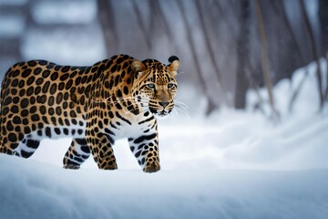 snow leopard in winter
