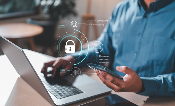 login, security, laptop, online, privacy, password, user, access, account, internet. cyber security concept, computer network and communication system administrator working to data protection.