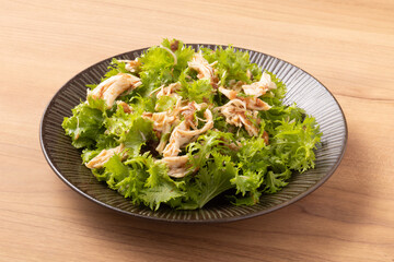 わさび菜と鶏ささみのおかか和え