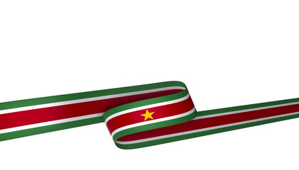 Suriname flag element design national independence day banner ribbon png
