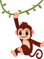 Cute monkey hanging on vines