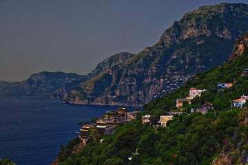 Fototapeta na wymiar Amalfi Coast, coastline along the southern edge of the Sorrentine Peninsula, Campania region. Italy 2023.