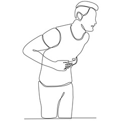 continuous line of men suffering from colic having health problems