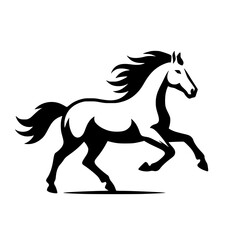 Naklejka na ściany i meble Vector logo of a running horse. black and white professional logo of a horse. can be used a logo, watermark, or emblem.