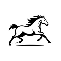 Obraz na płótnie Canvas Vector logo of a running horse. black and white professional logo of a horse. can be used a logo, watermark, or emblem.