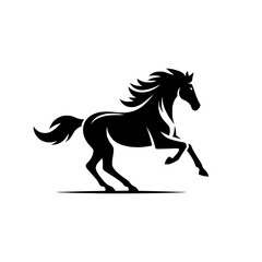 Vector logo of a running horse. black and white professional logo of a horse. can be used a logo, watermark, or emblem.