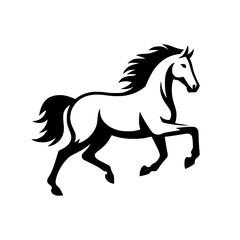 Fototapeta na wymiar Vector logo of a running horse. black and white professional logo of a horse. can be used a logo, watermark, or emblem.