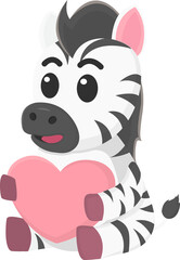 Cute zebra hugging sign of love
