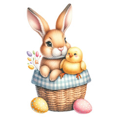 Cute Watercolor Easter Bunny Clipart Illustration