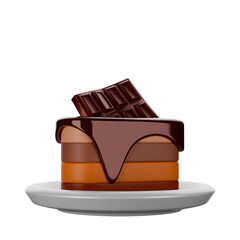 Chocolate Cake 3D rendering.