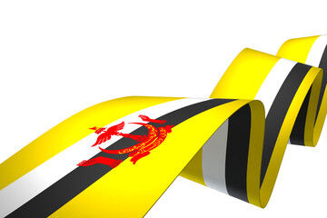 Brunei flag element design national independence day banner ribbon png
