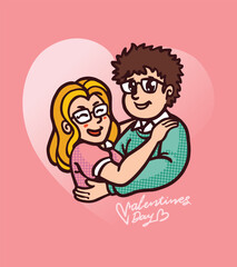 Cute romance in love cartoon illustration vector