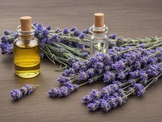 Aromatic oil with lavender flowers, natural remedies, bio, natural cosmetics
