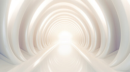 Fototapeta premium abstract background with symmetric white shining tunnel futuristic 3d illustration