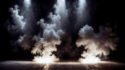 A dark empty street, dark blue background, an empty dark scene, neon light, spotlights The asphalt floor and studio room with smoke float up the interior texture. night view