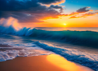Fototapeta na wymiar Beautiful romantic natural landscape. beach and sunset