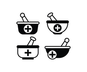 mortar and pestle pharmacy  icon vector simple flat design illustration template