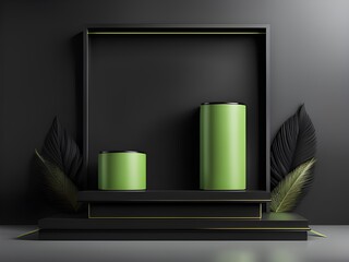 3d render of podium with product on dark background